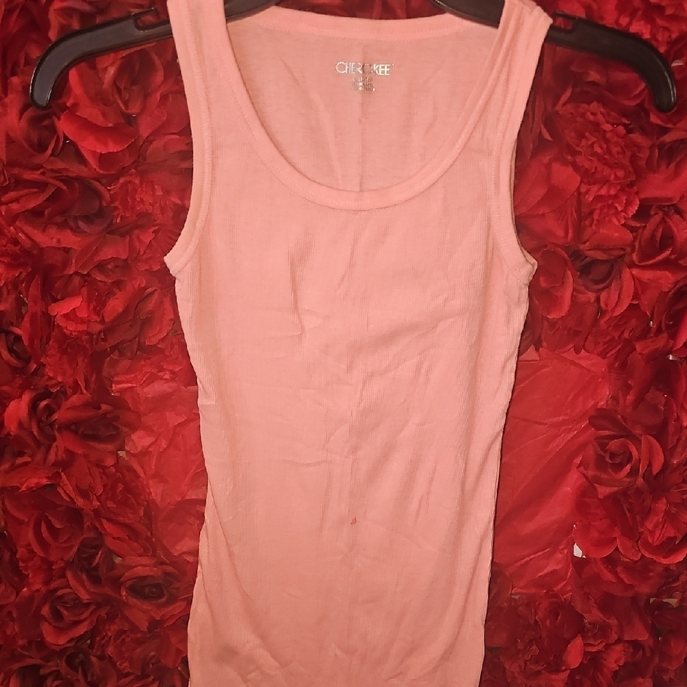 Cherokee Ribbed Pink Sleeveless Tank Top Size 10/12 ( Small Stain On Front)